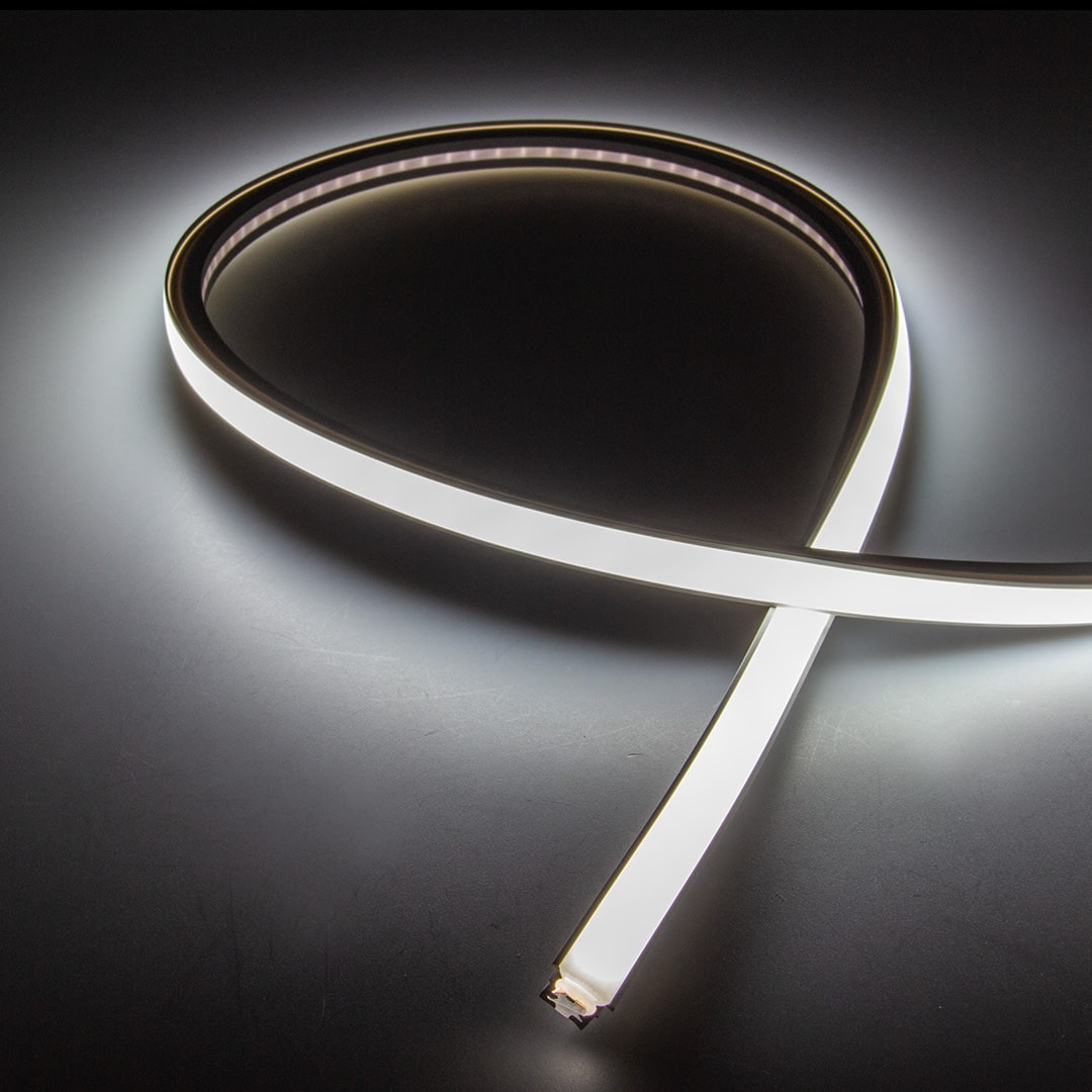 Силиконовая оболочка 14/10x10mm с LED лентой 24VDC, smd2121, 130led/m, 9.6W/m, white, IP67, S47