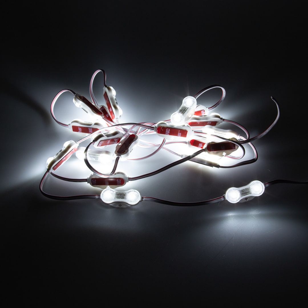 Светодиодный модуль 2led 2835 MOD52 (0.8W, 24VDC, cool white, 170°, led SAMSUNG)