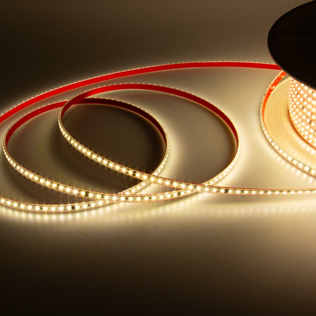 Светодиодная лента 220VAC, 2835, 120led/m, 4.8W/m, day white 4000K, A117, IP67, 10mm, со скотчем