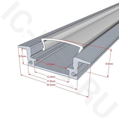 Алюминиевый профиль RLS005 550 (2000x25/17,8x8,6мм с рассеивателем)