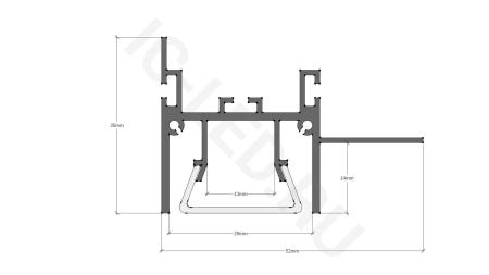 Алюминиевый профиль для натяжных потолков 703 (2500х35х52мм с рассеивателем)
