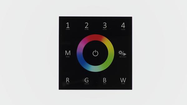 Сенсорная панель T4 Black IC61 (12-24V, 4x3A, 4x(36-72W) RGBW, RF 2.4GHz)