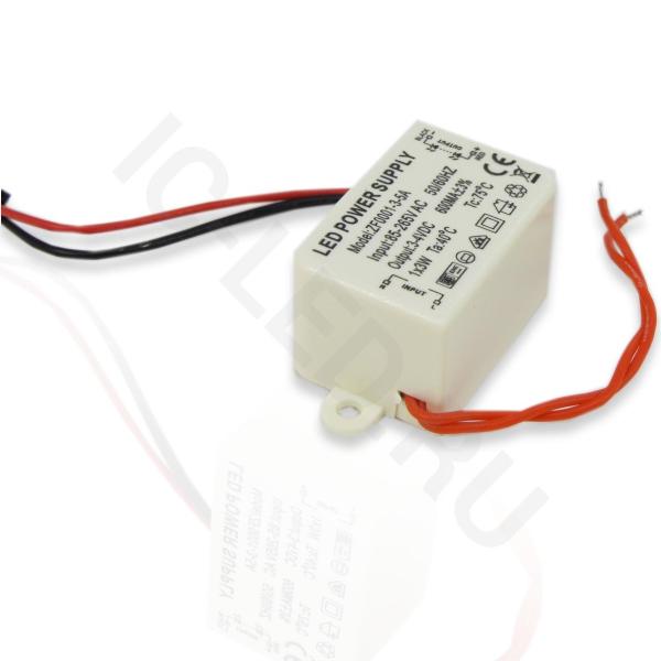 Светодиодный драйвер 1x3W LD44 (220V, 3W, 2-4V, 500mA)