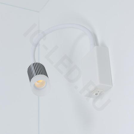 Светильник светодиодный прикроватный DH19 (220V, 5W, warm white, белый корпус)