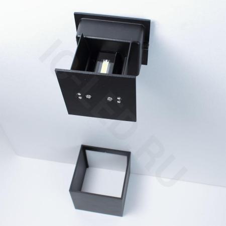 Светильник настенный светодиодный JH-BD-B08 DHL30 (220V, 2х3W, черный корпус, IP65, warm white)