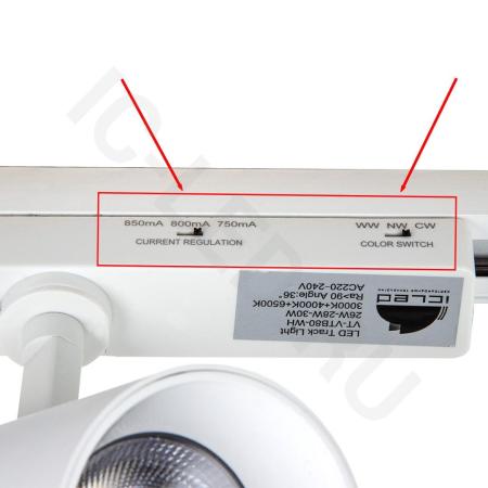 Светодиодный трековый светильник 2L VTB80 PX101(220VAC, 26-30W, 3000/4000/6500K, 36°, CRI>90, белый)