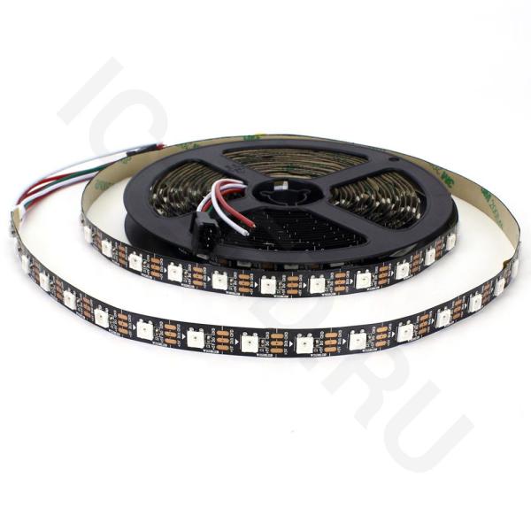 Светодиодная лента LUX class, 5050, 60 led/m, V62B, RGB-SPI (WS2812B), 5V, черный шлейф, IP20  Светодиодная лента LUX class, 5050, 60 led/m, V62B, RGB-SPI (WS2812B), 5V, черный шлейф, IP20