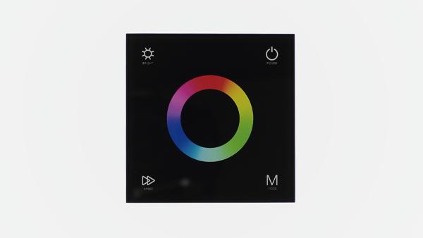 Сенсорная панель T3 Black IC46 (12-24V, 3x4A, 3x(48-96W), RGB,  RF 2.4GHz)