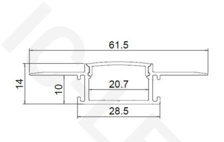 Алюминиевый профиль встраиваемый в гипсокартон 349 (2500*61,5/28,5*14мм с рассеивателем)
