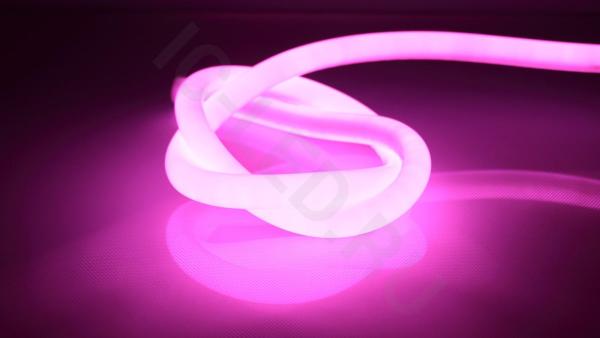 Светодиодный гибкий неон круглый 14мм 220V pink LN411