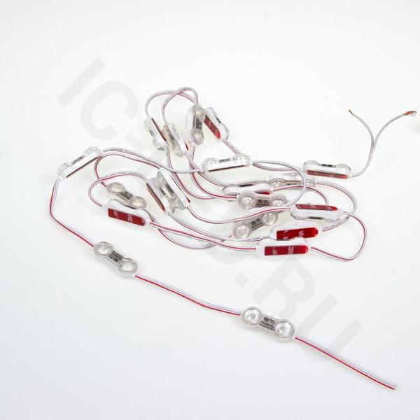 Светодиодный модуль 2led 2835 MOD52 (0.8W, 24VDC, cool white, 170°, led SAMSUNG)