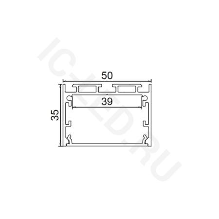 Алюминиевый профиль CX-A046-R 275 (2500х50х35мм с рассеивателем)