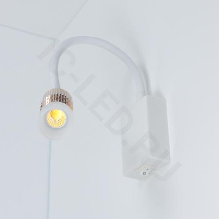 Светильник светодиодный прикроватный DH15 (220V, 5W, warm white, белый корпус)