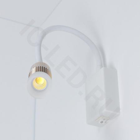 Светильник светодиодный прикроватный DH15 (220V, 5W, warm white, белый корпус)