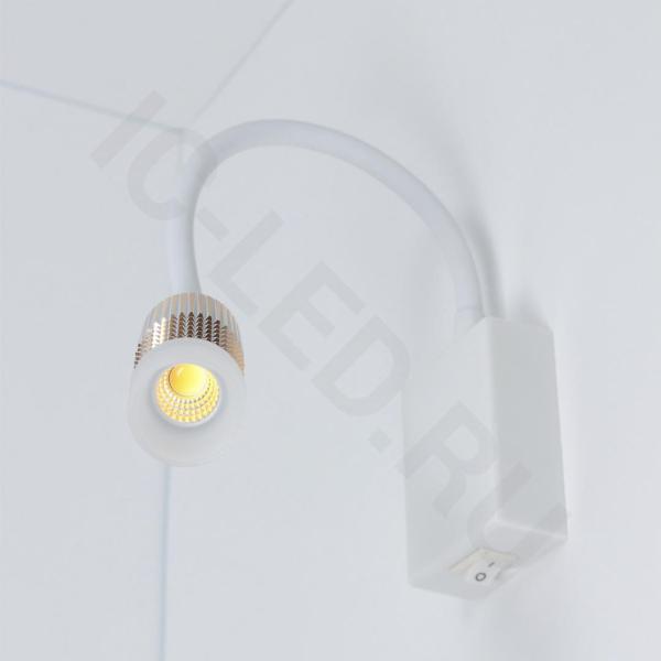 Светильник светодиодный прикроватный DH15 (220V, 5W, warm white, белый корпус) Светильник светодиодный прикроватный DH15 (220V, 5W, warm white, белый корпус)