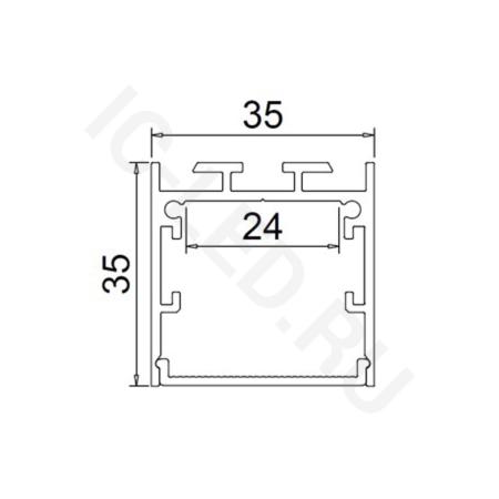 Алюминиевый профиль CX-A018-R3 320 (2500х35х35мм с рассеивателем)