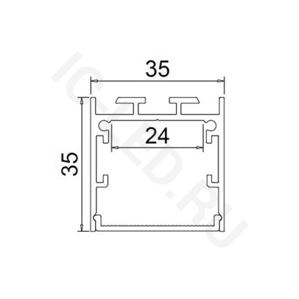 Алюминиевый профиль CX-A018-R3 320 (2500х35х35мм с рассеивателем)