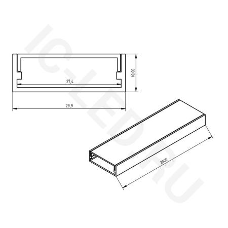 Алюминиевый профиль 775 (2000x29.9x10мм с рассеивателем)