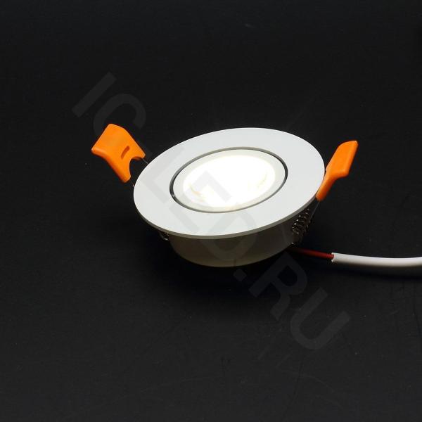 Светодиодный светильник точечный THD-1W B401 (220V, 1W, warm white, белый корпус)