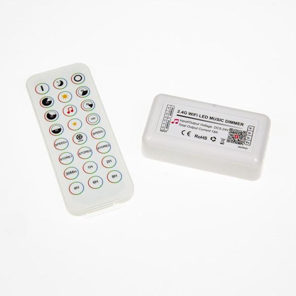 Контроллер с пультом JM-WIFI-RF24-01 P700 (tuya dual-mode WIFI, DIM, DC5-24V, 3ch*6A, 90-432W)