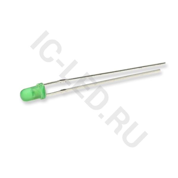 Светодиод ICL-3mm LE66 (green, 2000-3000 mcd, diffuse)