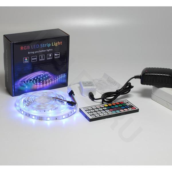 Набор светодиодной ленты 5XRGB30-A03 X13 (12V, RGB 30led/m 5m, IR, адаптер 220V, IP20)