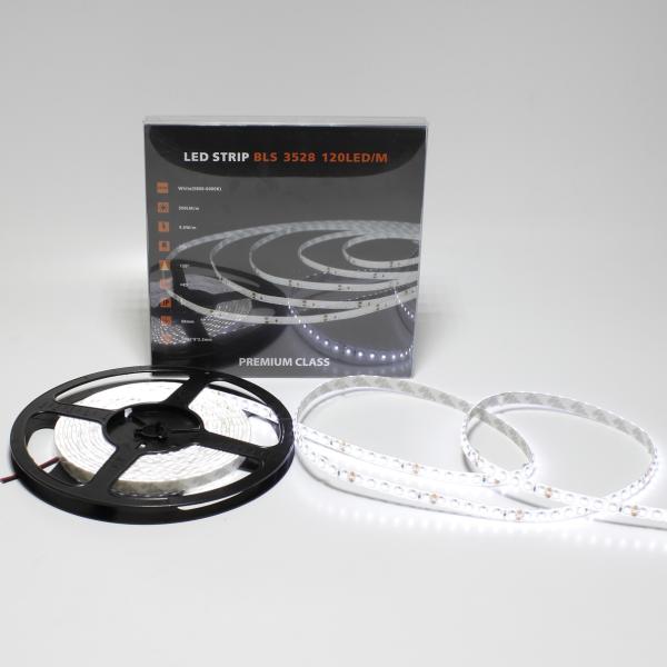 Светодиодная лента Class Premium, 3528, 120 led/m, White, 24V, IP65, А7