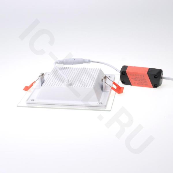 Светодиодный светильник встраиваемый B1 (220V, 12W, day white, квадрат 160x160mm, стеклянная рамка)