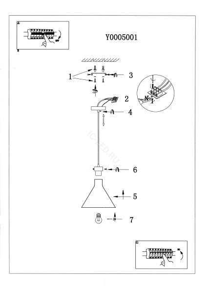 Светильник лофт Y0005001 PA24 (220V, E27, стекло)