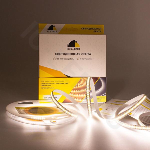Светодиодная лента Class Premium, 2835, 224 led/m, CCT (white/warm white), 24V, IP33, RN21