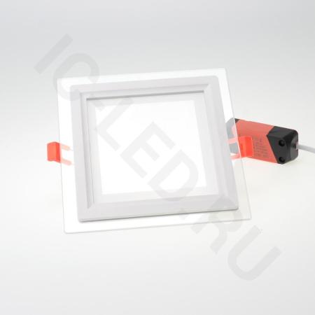 Светодиодный светильник встраиваемый B1 (220V, 12W, day white, квадрат 160x160mm, стеклянная рамка)