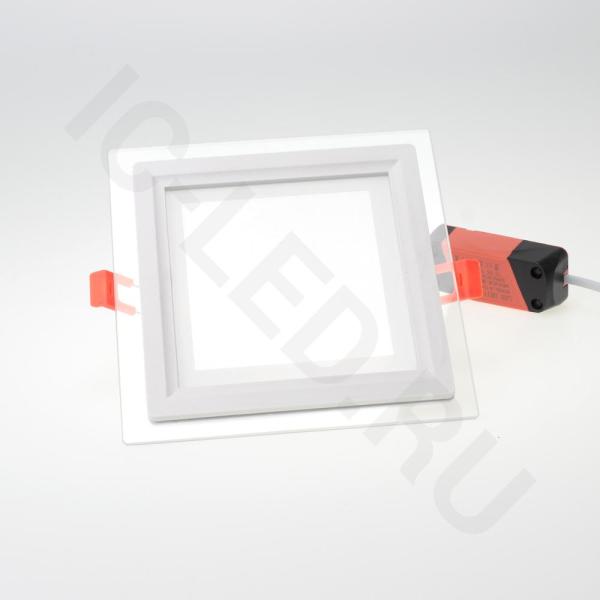 Светодиодный светильник встраиваемый B1 (220V, 12W, day white, квадрат 160x160mm, стеклянная рамка)