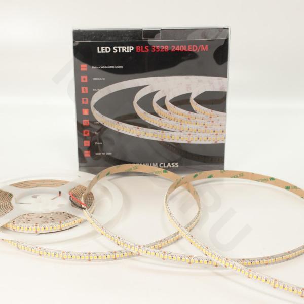 Светодиодная лента Class Premium, 3528, 240 led/m, Day White, 24V, IP33, А8, однорядная