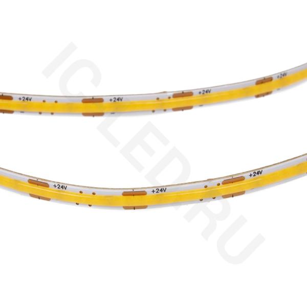Светодиодная лента COB, 400 chip/m, теплая 3000К, 24V, 6W/m, CRI>90, P8, IP20, A661