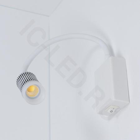 Светильник светодиодный прикроватный DH17 (220V, 5W, warm white, белый c черным корпус)