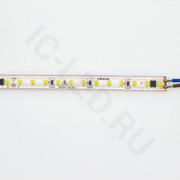 Светодиодная лента 220VAC, 2835, 120led/m, 4.8W/m, warm white 3000K, A118, IP67, 10mm, со скотчем