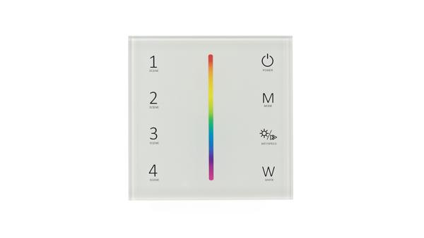 Сенсорная панель T4-1 White IC63 (12-24V, 4x3A, 4x(36-72W), RGBW, RF 2.4GHz)