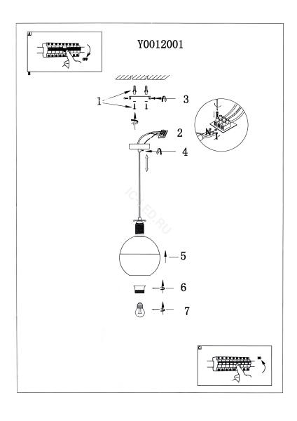 Светильник лофт Y0012001 PA21 (220V, E27, стекло)