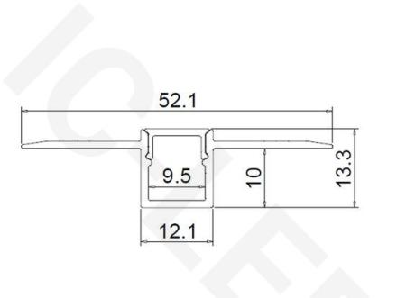 Алюминиевый профиль встраиваемый в гипсокартон 343 (2500*52,1/12,1*13,3мм с рассеивателем)