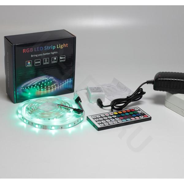 Набор светодиодной ленты 5XRGB30-A03 X13 (12V, RGB 30led/m 5m, IR, адаптер 220V, IP20) Набор светодиодной ленты 5XRGB30-A03 X13 (12V, RGB 30led/m 5m, IR, адаптер 220V, IP20)